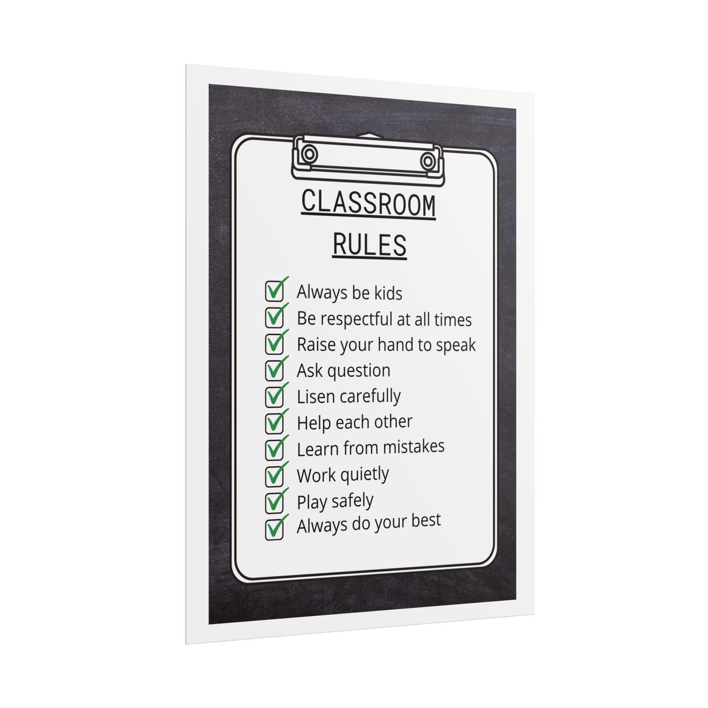 Classroom rules rolled poster | teacher poster, checklist design | kids learning posters