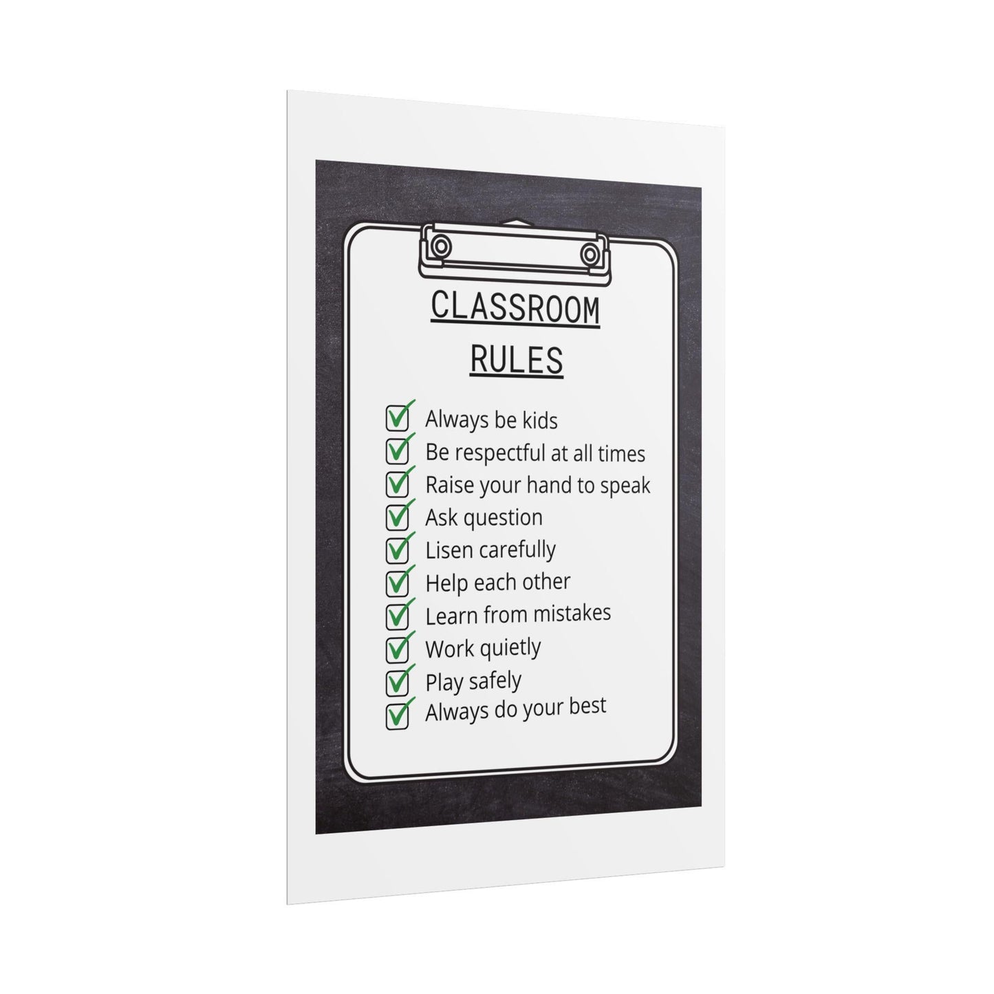 Classroom rules rolled poster | teacher poster, checklist design | kids learning posters