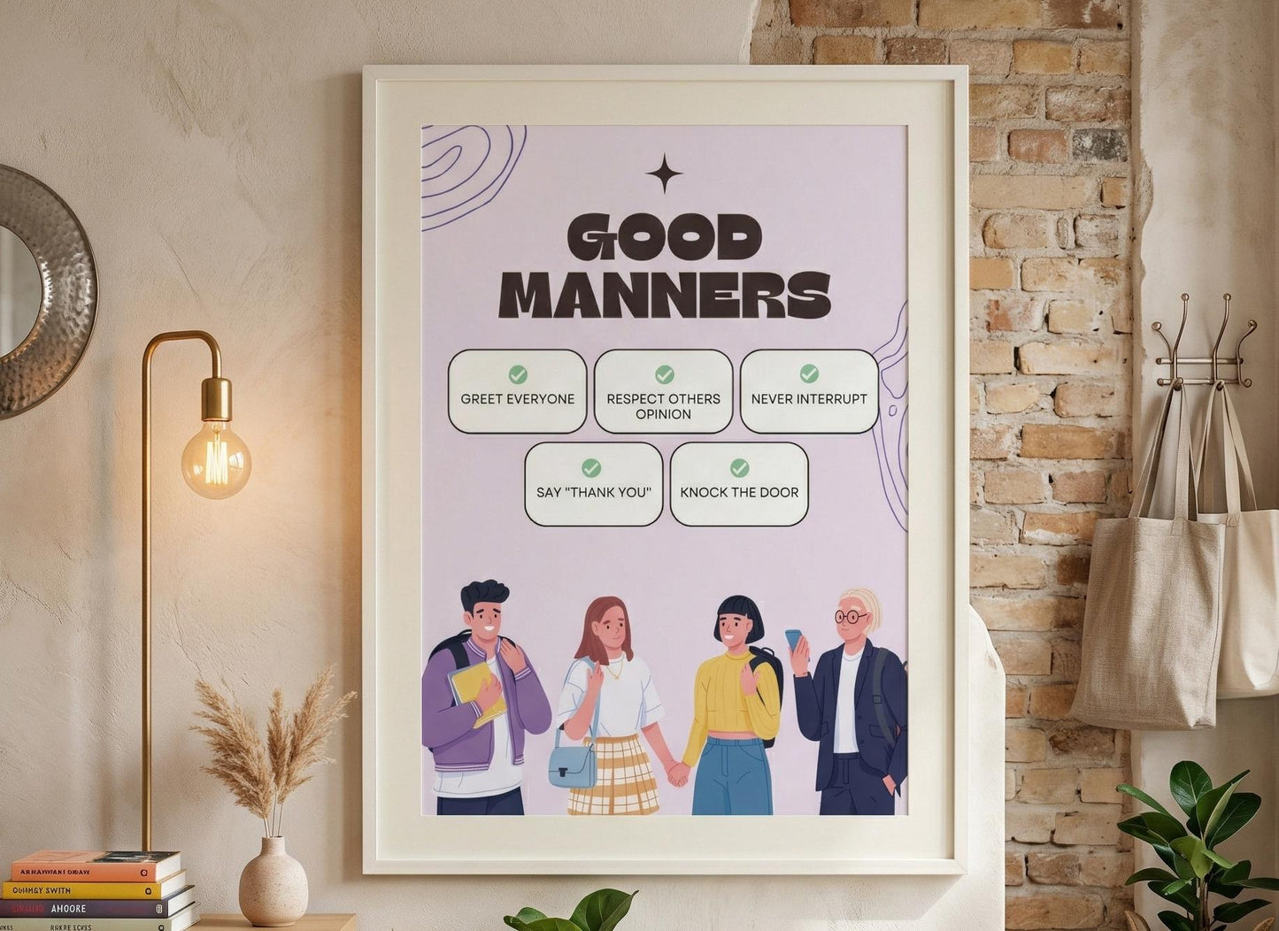 Good manners rolled poster | etiquette tips classroom decor | kids learning posters
