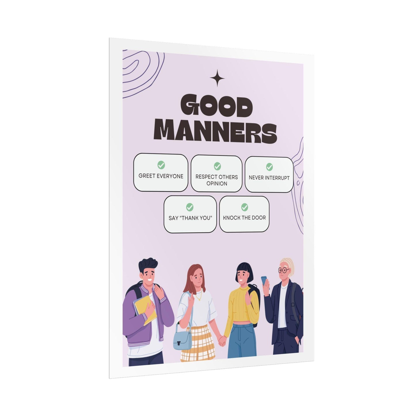 Good manners rolled poster | etiquette tips classroom decor | kids learning posters
