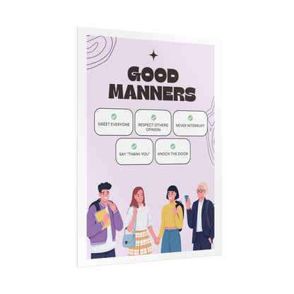 Good manners rolled poster | etiquette tips classroom decor | kids learning posters