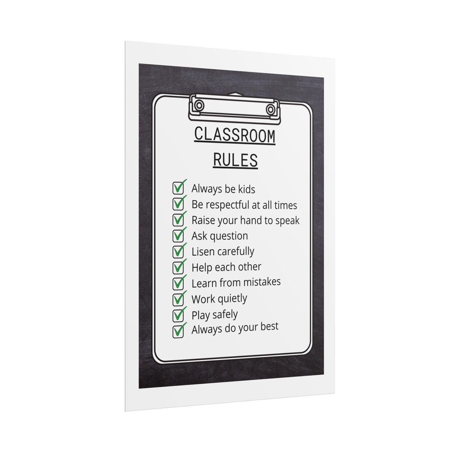 Classroom rules rolled poster | teacher poster, checklist design | kids learning posters