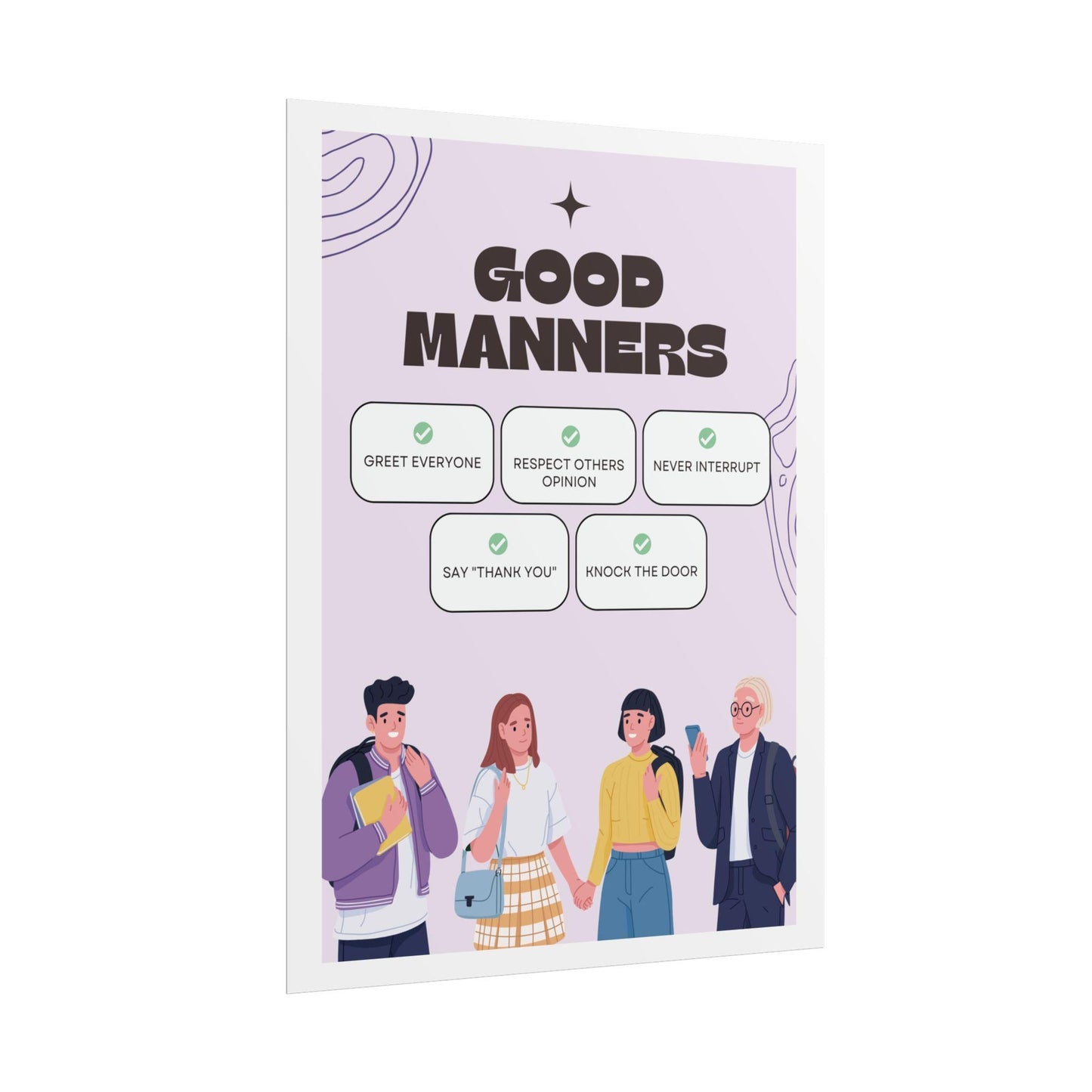 Good manners rolled poster | etiquette tips classroom decor | kids learning posters