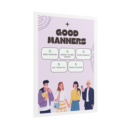 Good manners rolled poster | etiquette tips classroom decor | kids learning posters