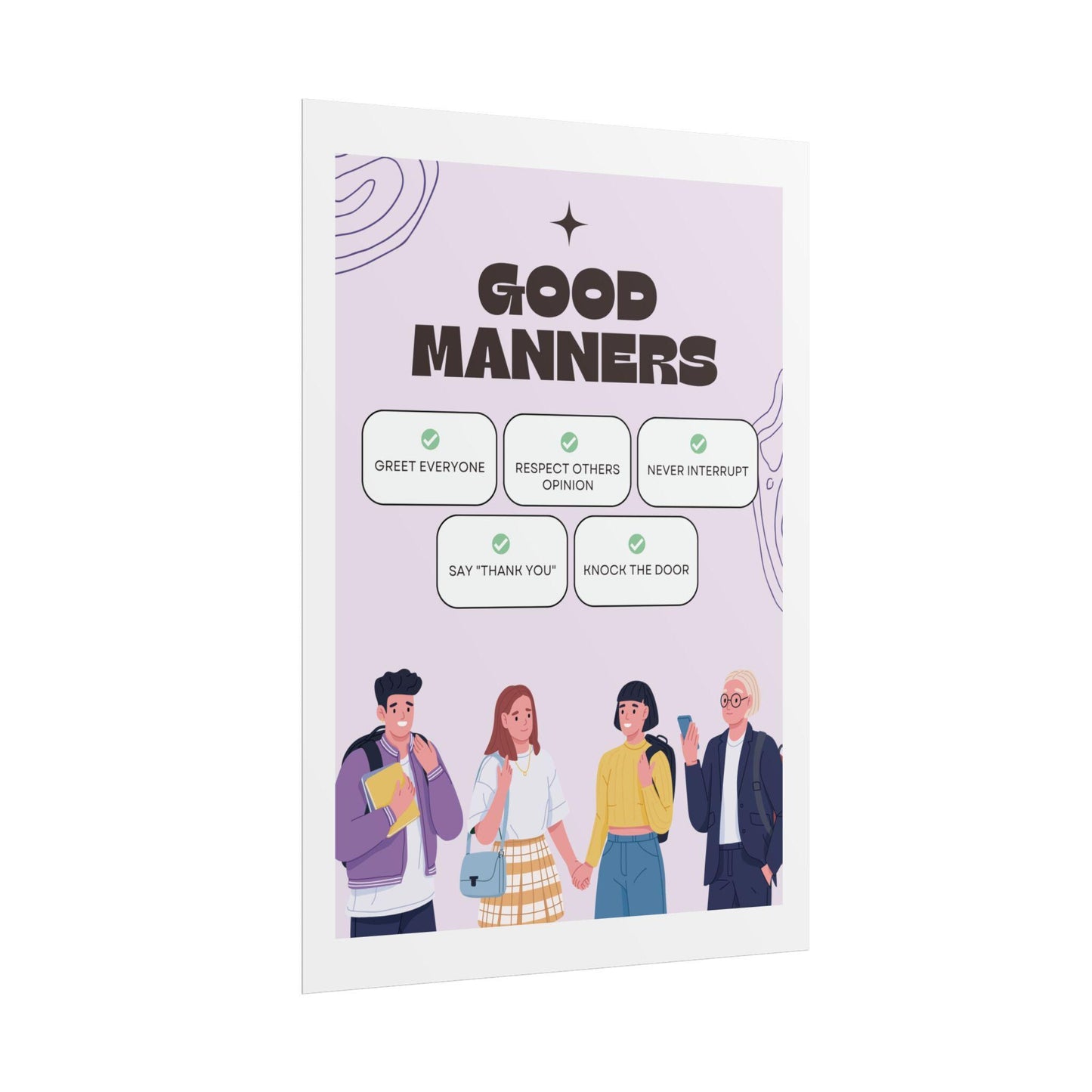 Good manners rolled poster | etiquette tips classroom decor | kids learning posters