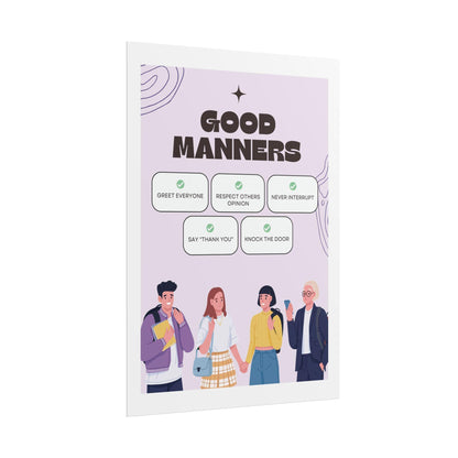 Good manners rolled poster | etiquette tips classroom decor | kids learning posters