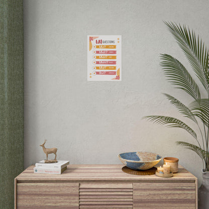 Wh questions classroom poster rolled posters | educational grammar chart | kids learning posters