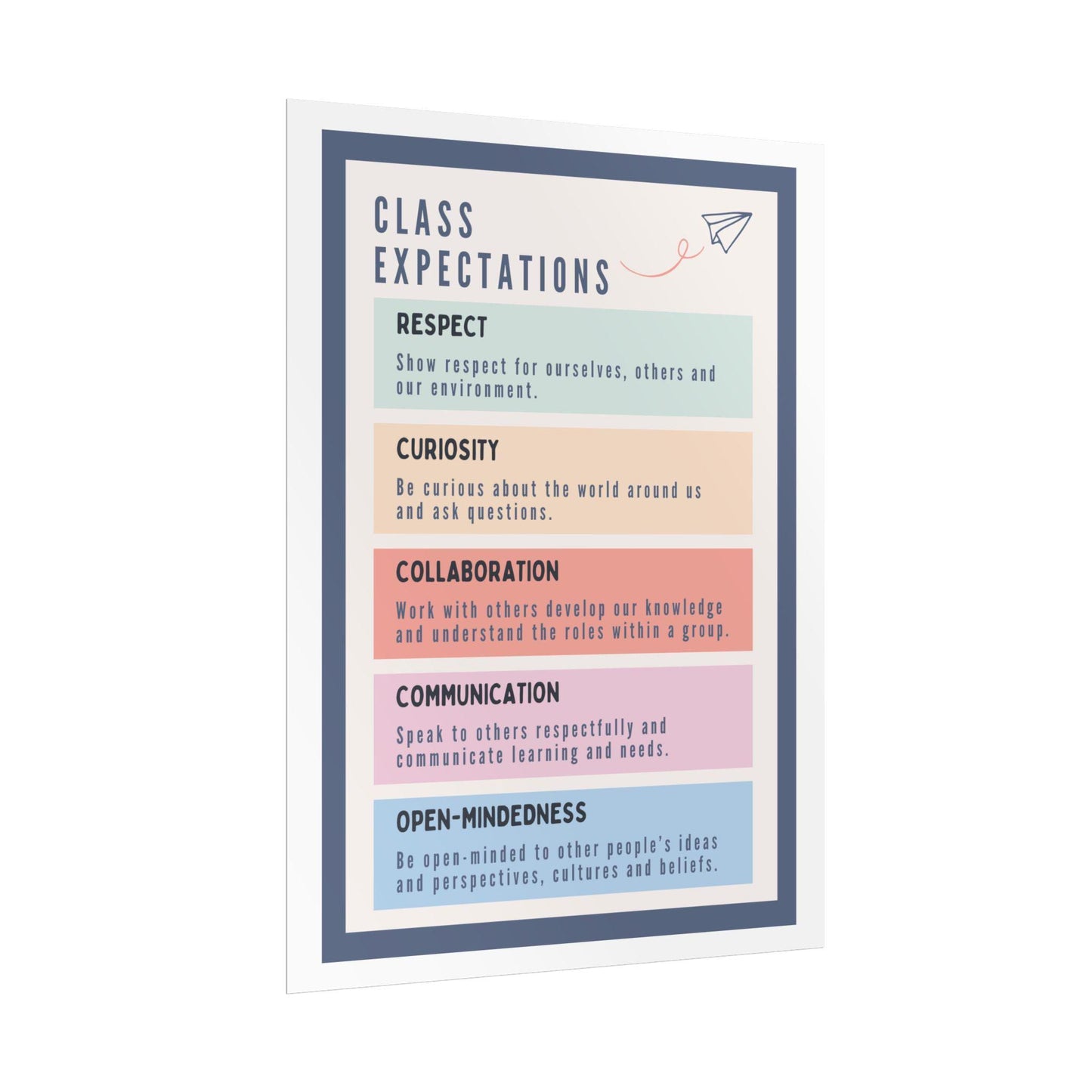 Class expectations poster rolled posters | classroom rules wall art | kids learning posters