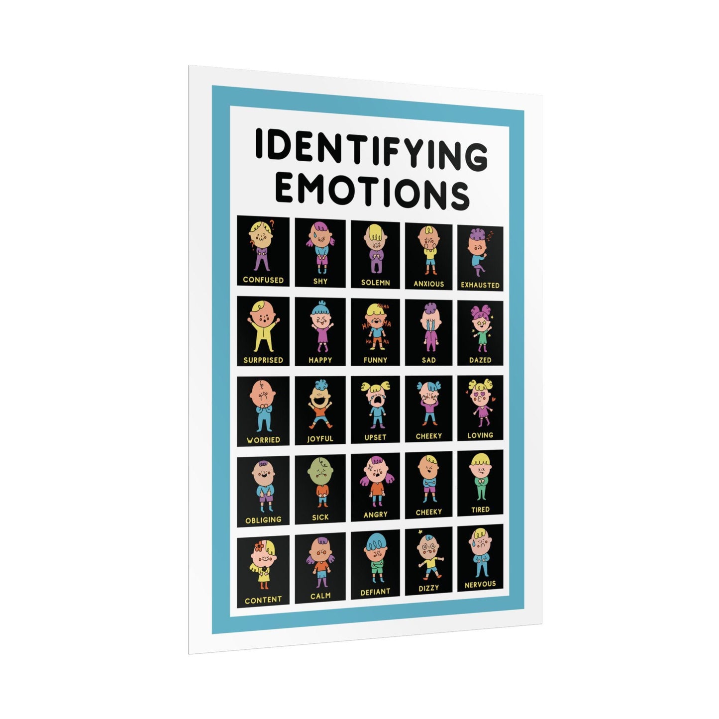 Identifying emotions rolled poster | emotions chart educational wall art