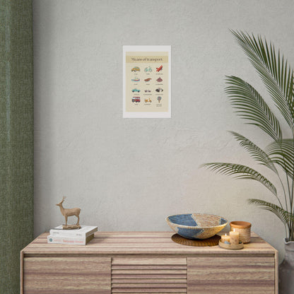 Means of transport poster | rolled poster, vintage vehicles nursery wall art | kids learning posters