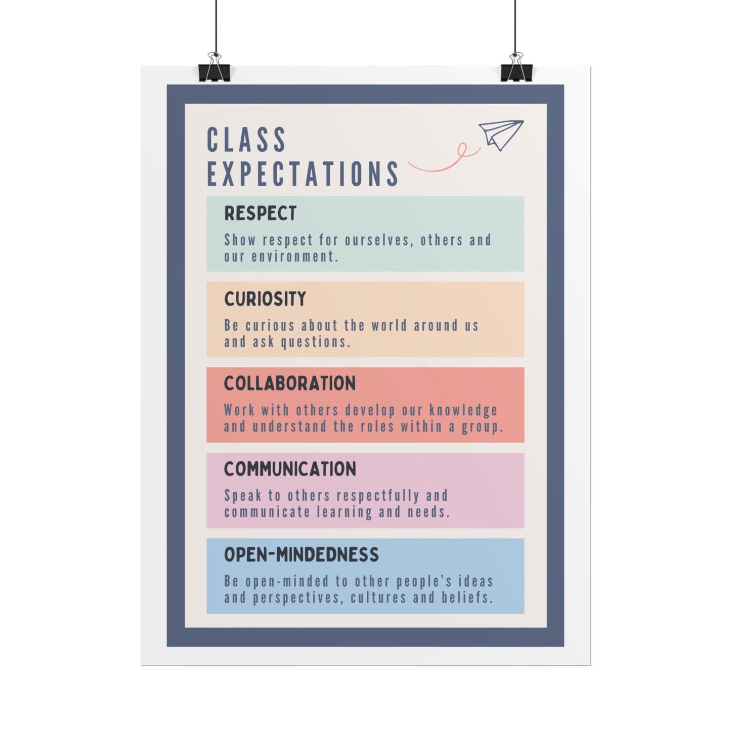 Class expectations poster rolled posters | classroom rules wall art | kids learning posters