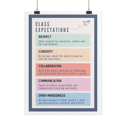 Class expectations poster rolled posters | classroom rules wall art | kids learning posters