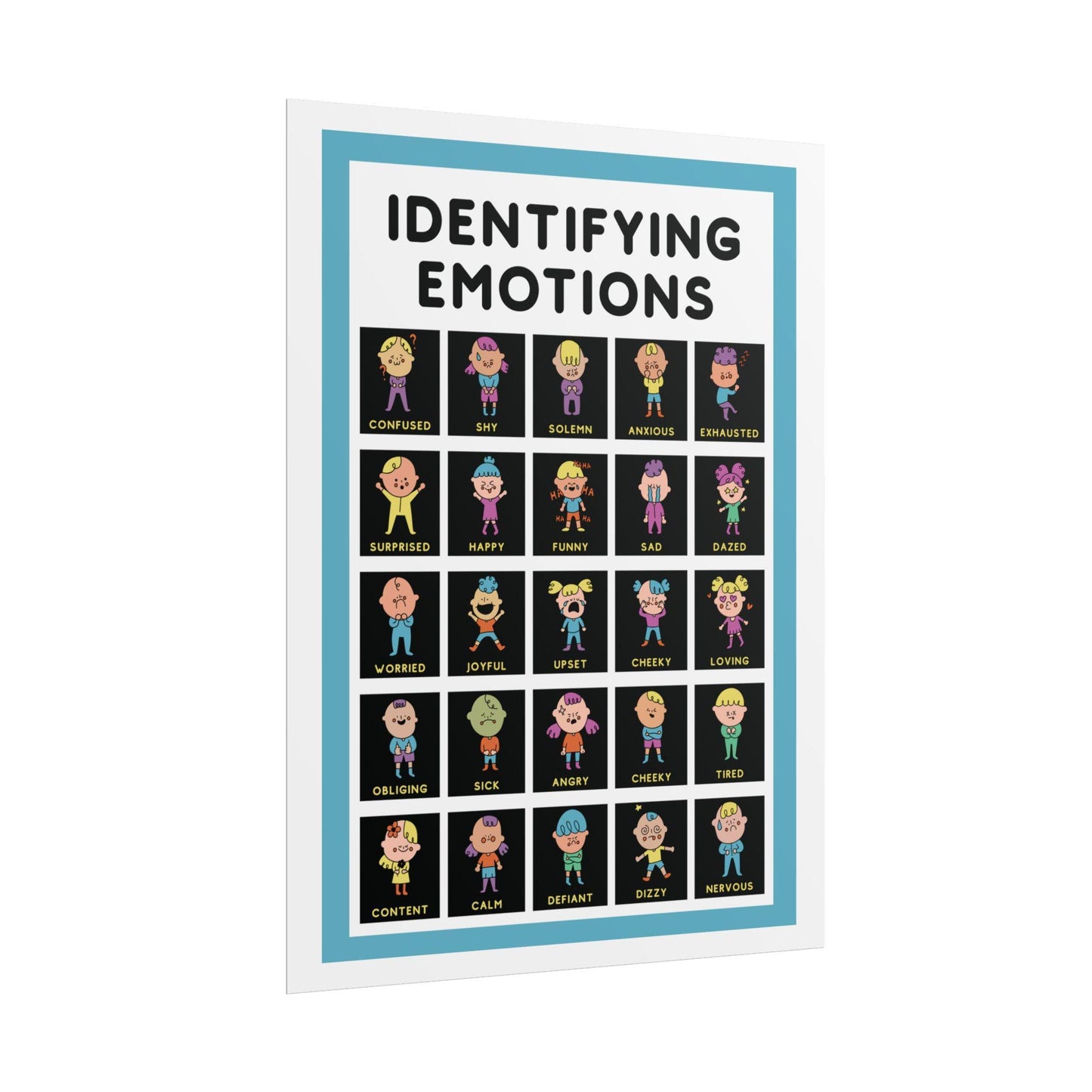 Identifying emotions rolled poster | emotions chart educational wall art