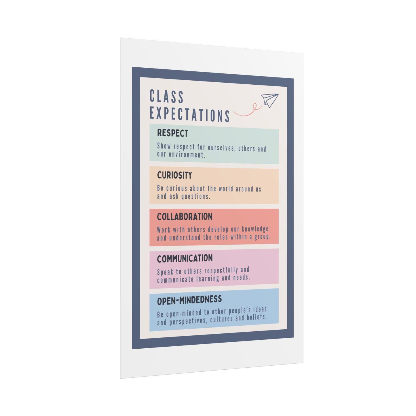 Class expectations poster rolled posters | classroom rules wall art | kids learning posters