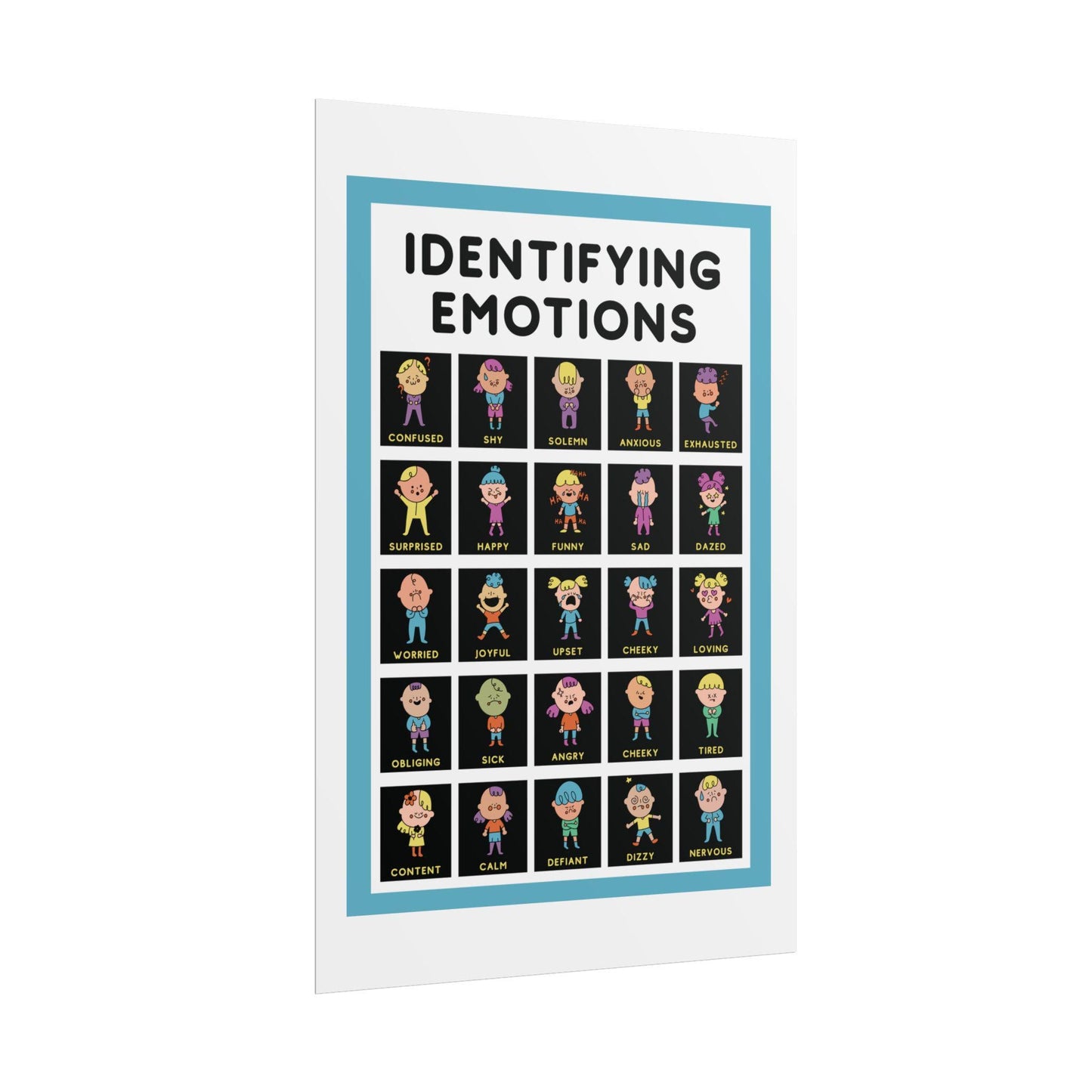 Identifying emotions rolled poster | emotions chart educational wall art