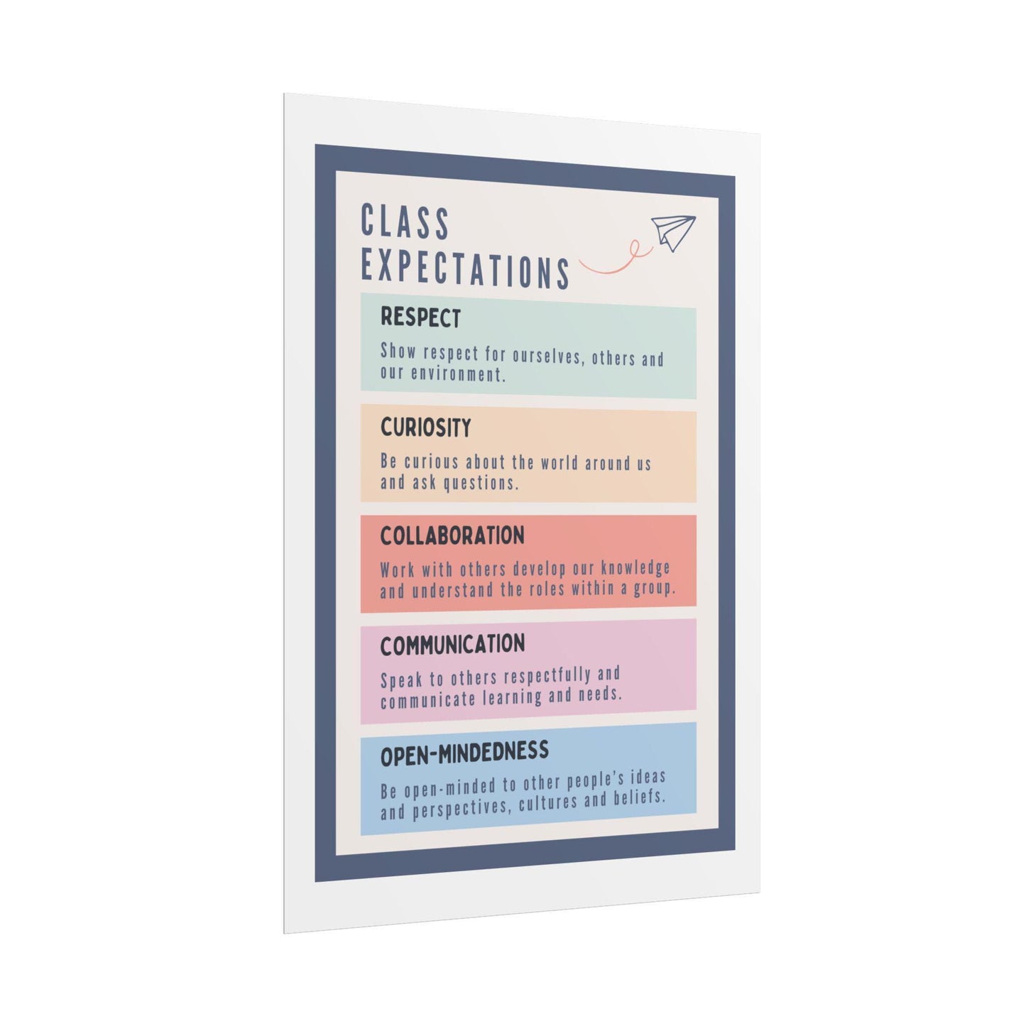 Class expectations poster rolled posters | classroom rules wall art | kids learning posters