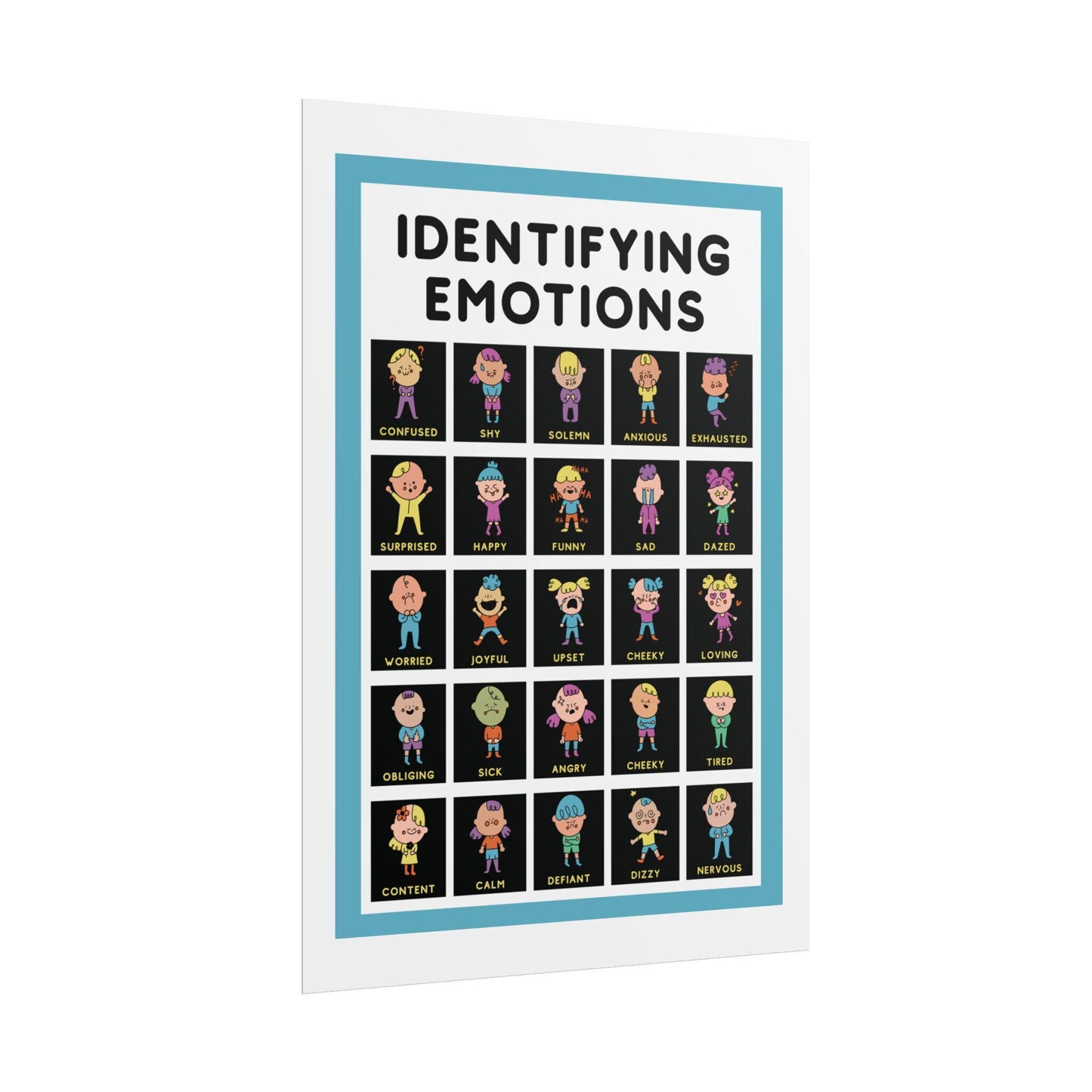 Identifying emotions rolled poster | emotions chart educational wall art