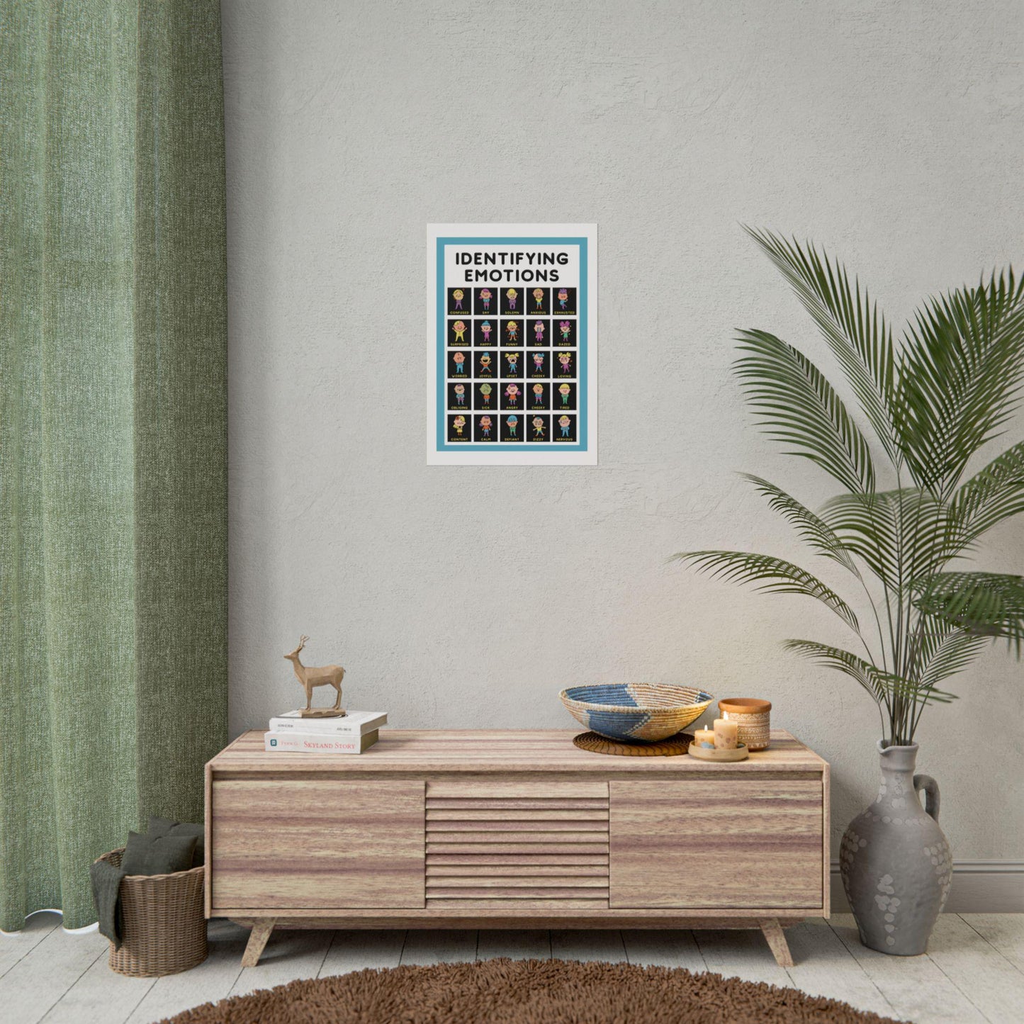 Identifying emotions rolled poster | emotions chart educational wall art