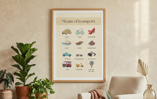 Educational Transportation Print, Vintage Transport Vehicles, Toddler Nursery Decor (Digital Download)