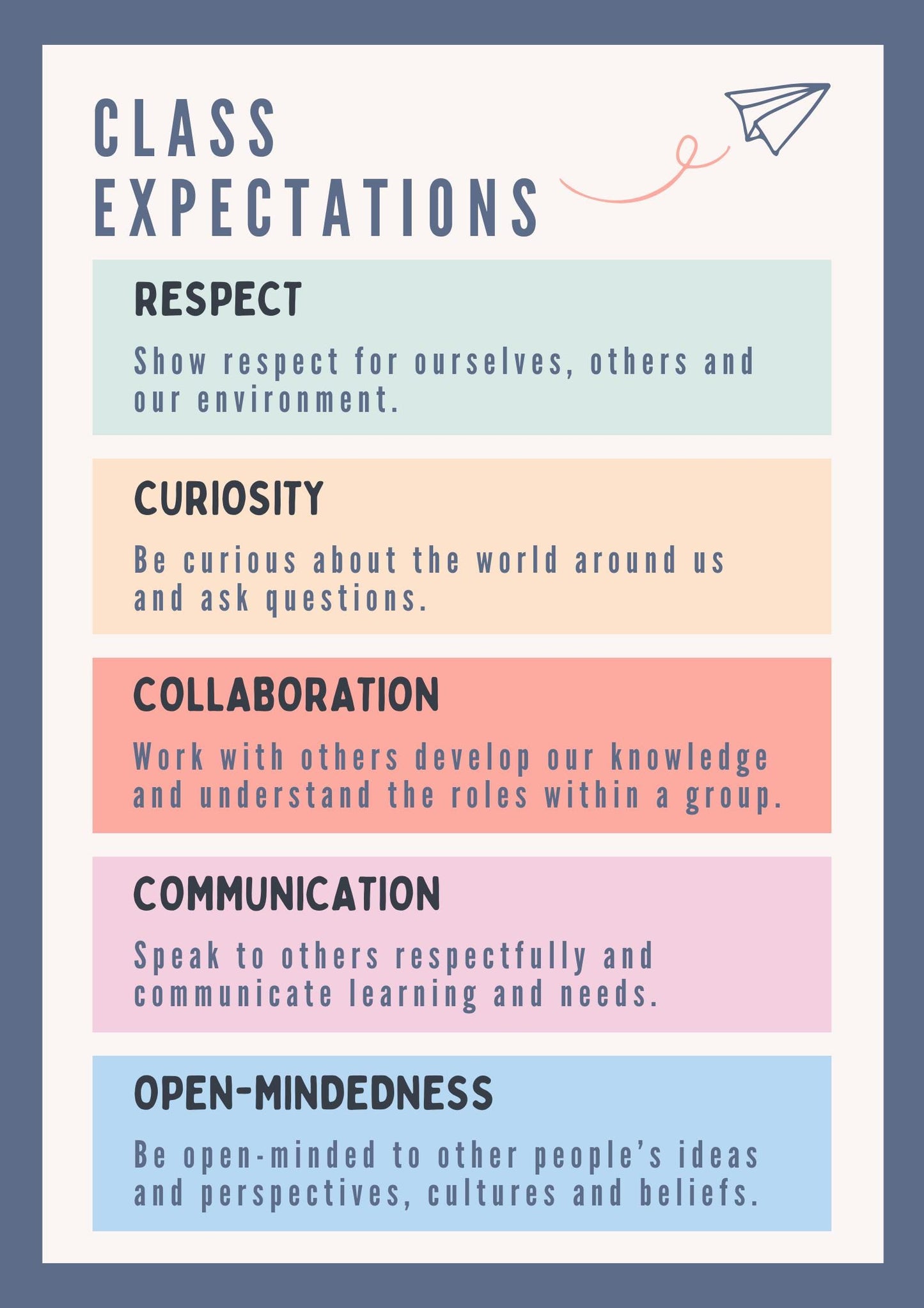 Class Expectations Poster, Modern Pastel School Decor, Teacher Sign (Digital Download)
