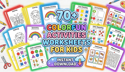 70+ Toddler Learning Activities & Color Flashcards (Digital Download)