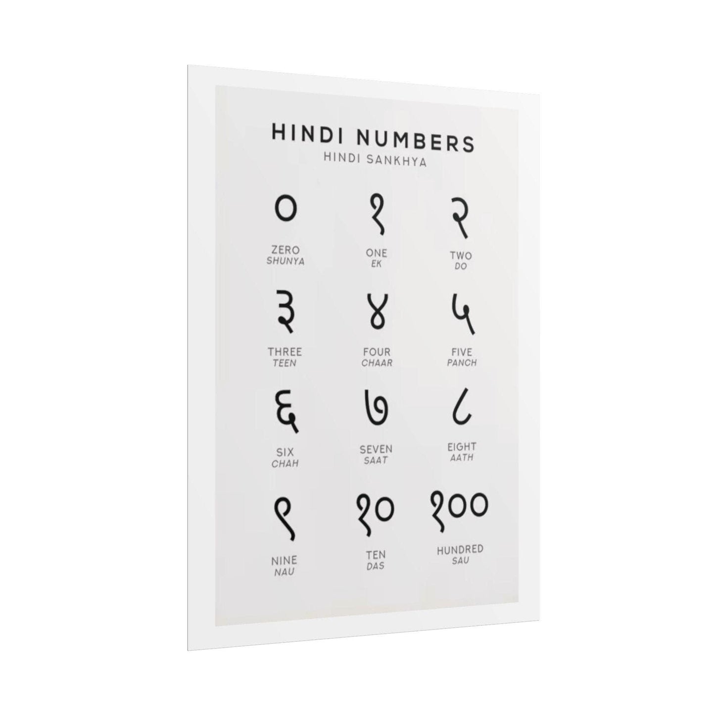 Hindi numbers poster, devanagari script learning print, bilingual nursery art (digital download)