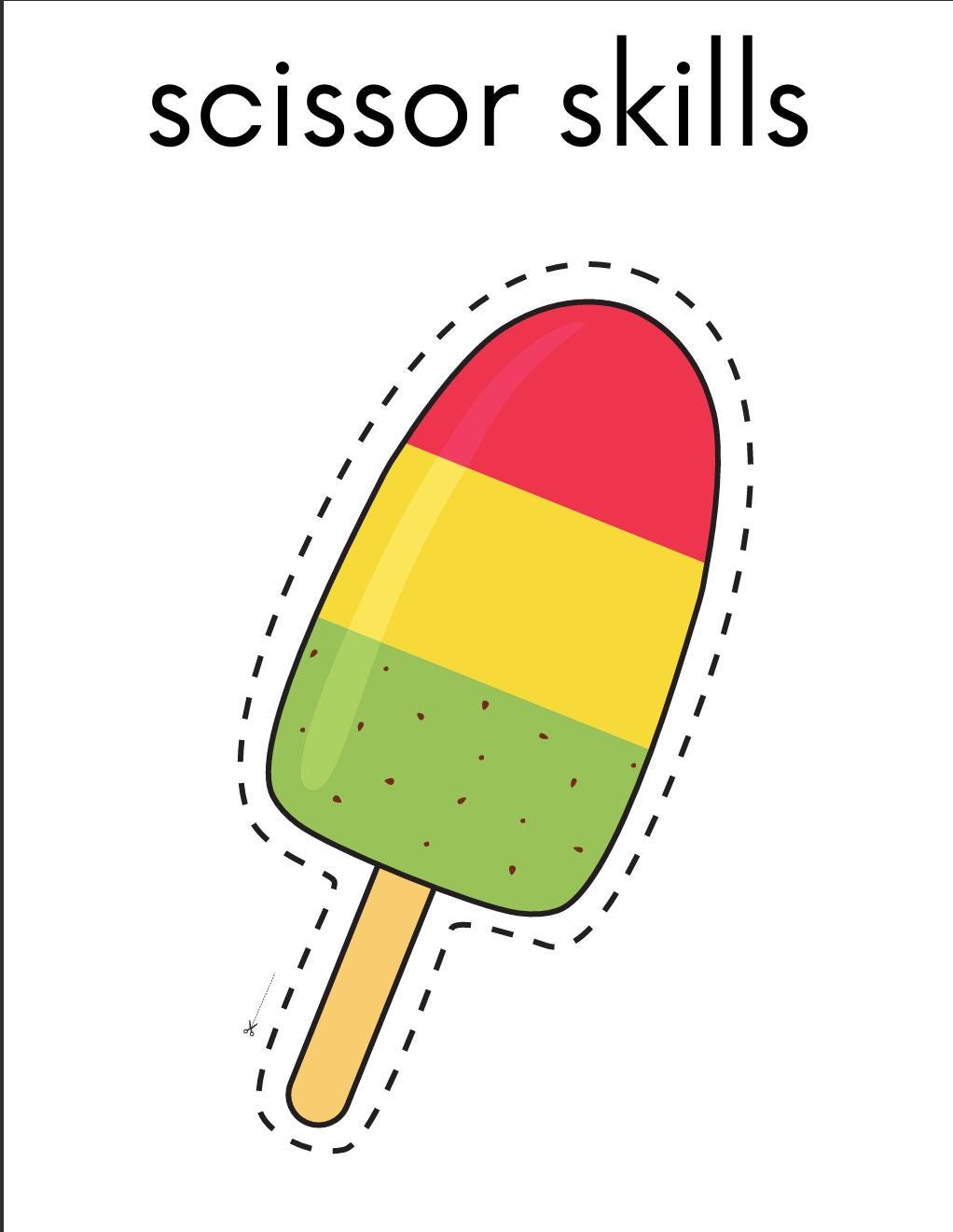 Kids Scissor Skills Activity Book, Preschool Cutting Practice, Fine Motor Worksheets (Digital Download)