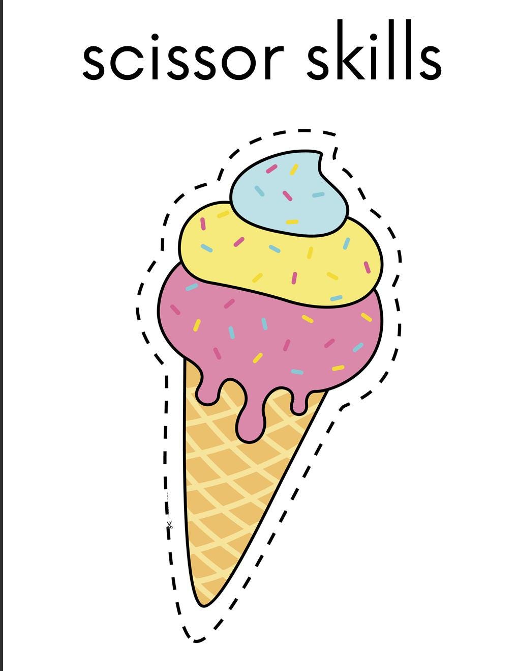 Kids Scissor Skills Activity Book, Preschool Cutting Practice, Fine Motor Worksheets (Digital Download)
