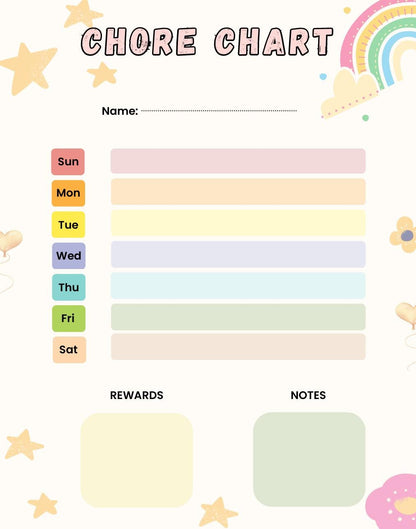 Kids Chore Chart & Daily Routine Worksheets, Toddler Responsibility Visual Schedule (Digital Download)