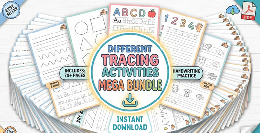 Alphabet Tracing Worksheets Mega Bundle, Preschool Handwriting Practice (Digital Download)