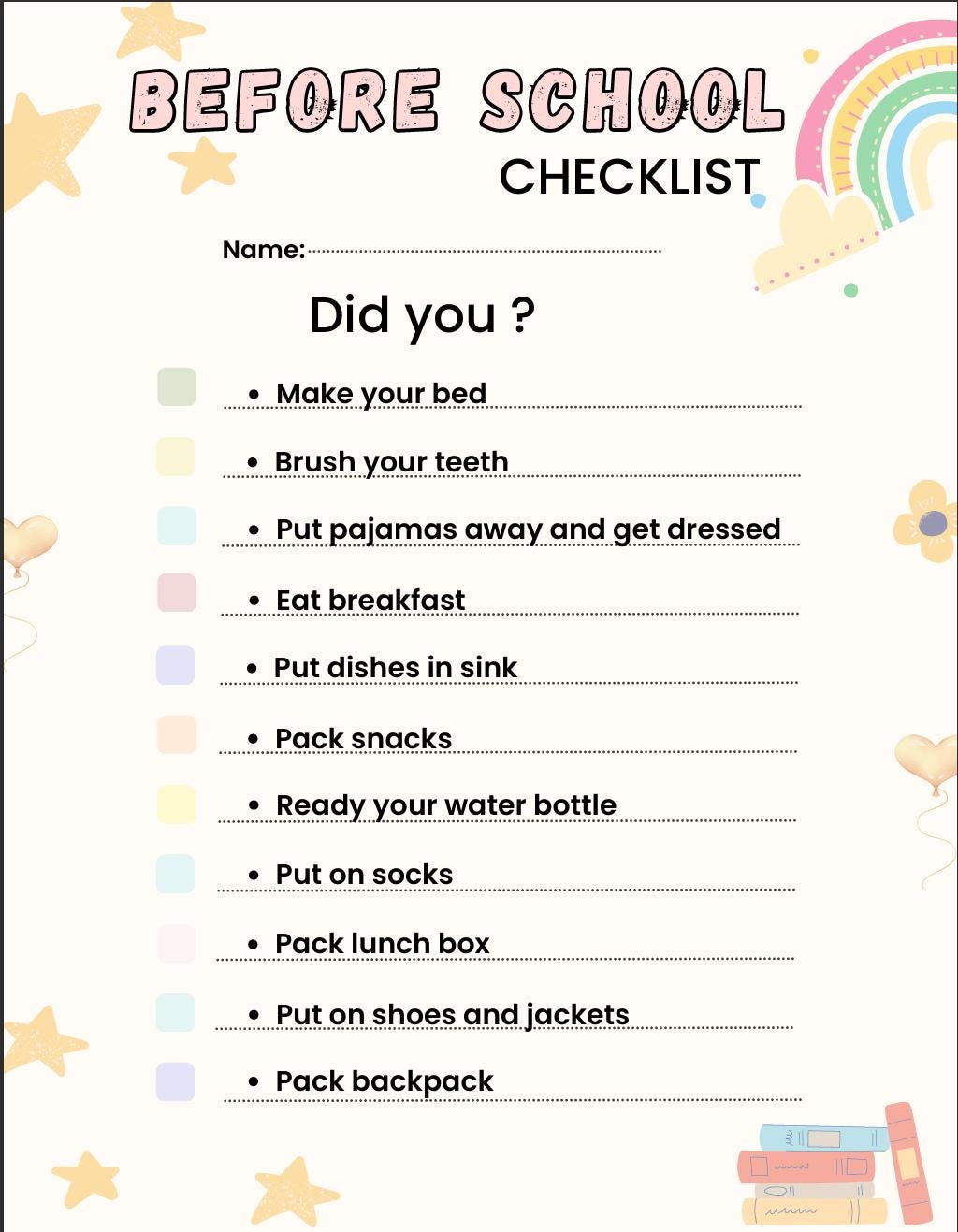 Kids Chore Chart & Daily Routine Worksheets, Toddler Responsibility Visual Schedule (Digital Download)