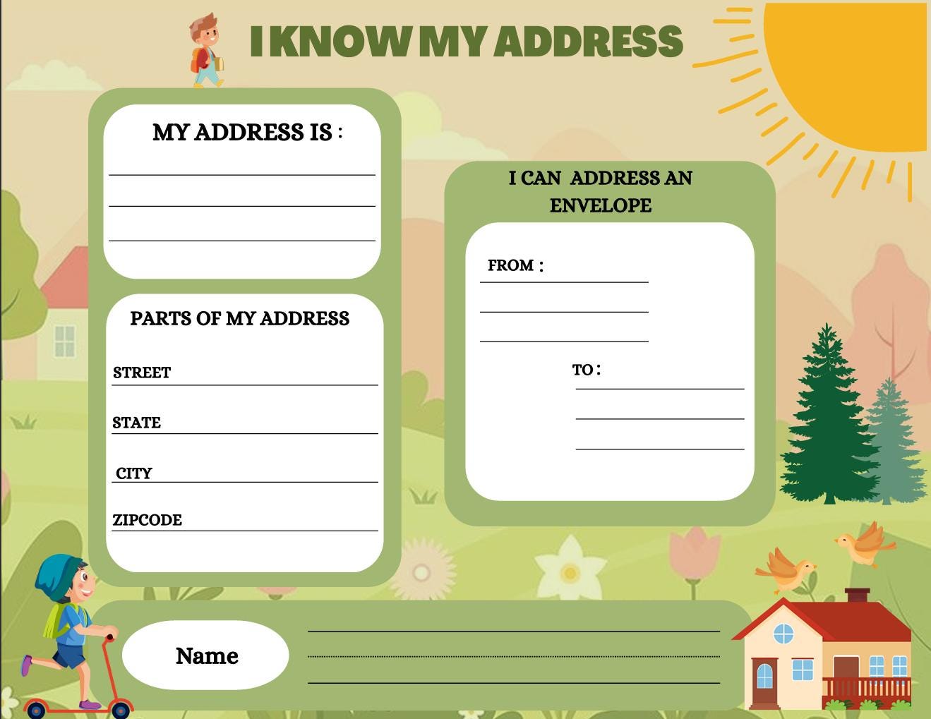 Preschool Phone Number and Address Worksheets, Safety Activity (Digital Download)