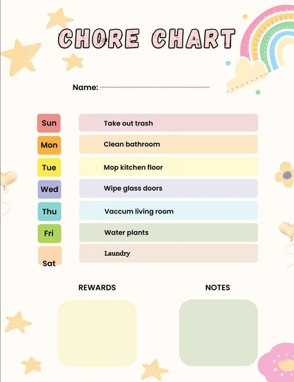 Kids Chore Chart & Daily Routine Worksheets, Toddler Responsibility Visual Schedule (Digital Download)