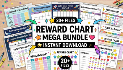 Kids Reward Chart Mega Bundle, Mermaid Unicorn Space Themes (Digital Download)