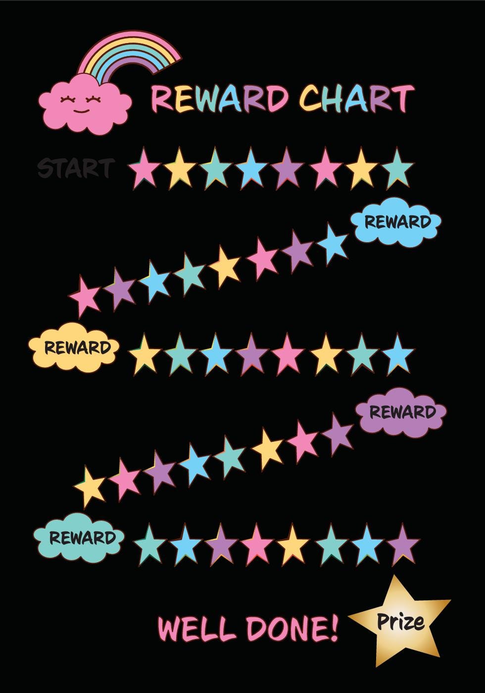 Kids Reward Chart Mega Bundle, Mermaid Unicorn Space Themes (Digital Download)