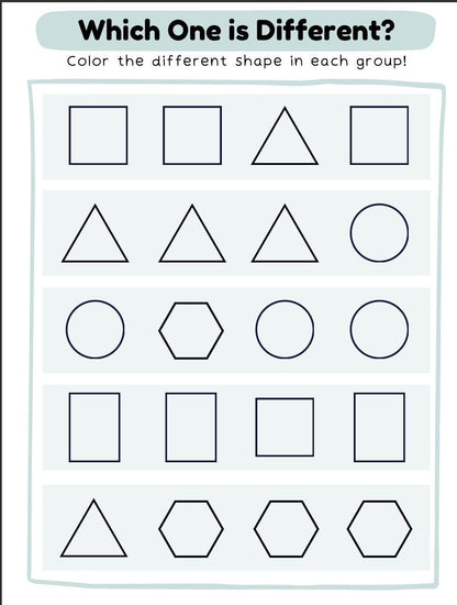 Shapes Worksheets Mega Bundle, Toddler Learning, Preschool Geometry, Kindergarten Math (Digital Download)