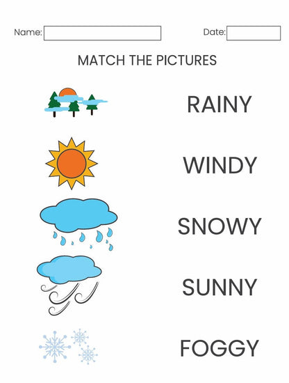Preschool Weather Learning Pages, Seasons Activities, Tracing, Counting (Digital Download)