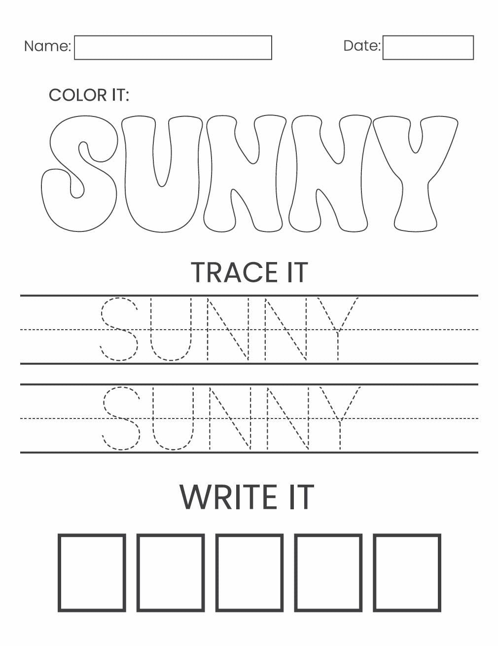 Preschool Weather Learning Pages, Seasons Activities, Tracing, Counting (Digital Download)