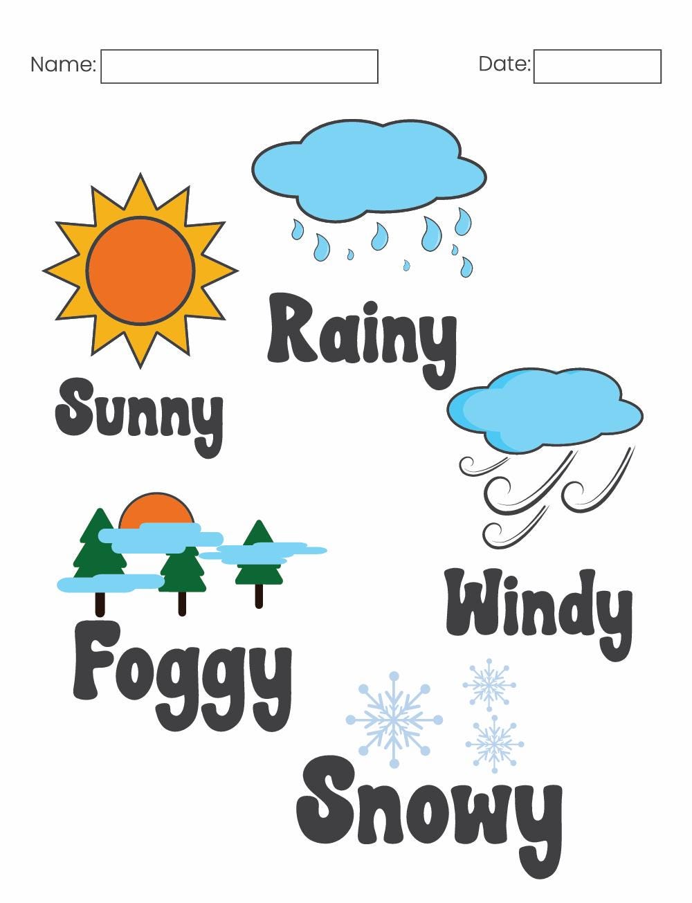 Preschool Weather Learning Pages, Seasons Activities, Tracing, Counting (Digital Download)