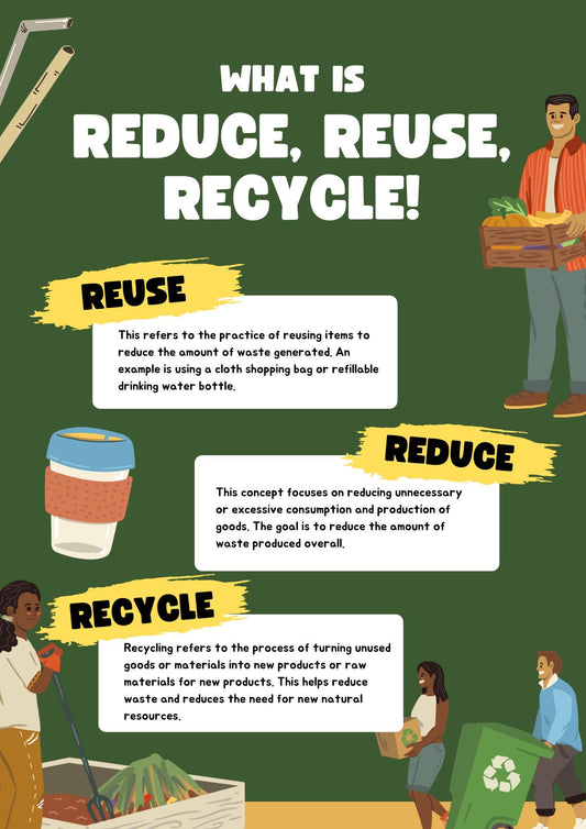 Reduce Reuse Recycle Infographic Poster, Kids Sustainability Classroom Decor (Digital Print)