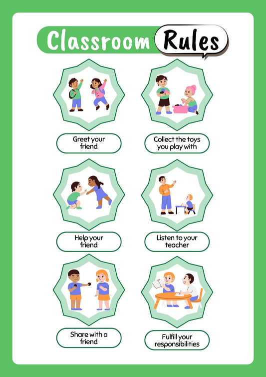 Classroom Rules Poster, Manners Chart, Behavior Guide (Digital Download)