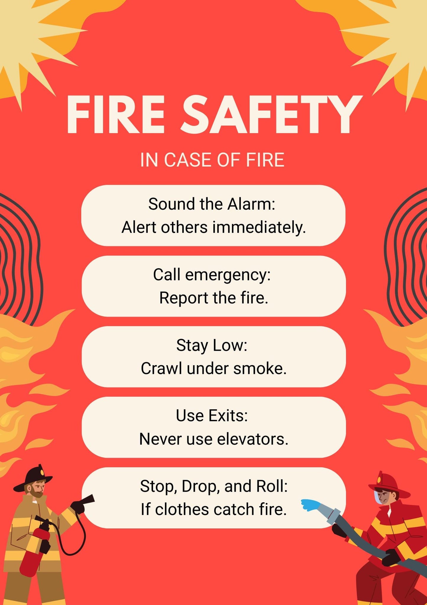 Fire Safety Poster for Kids, Preschool Fire Drill Classroom Decor (Digital Download)