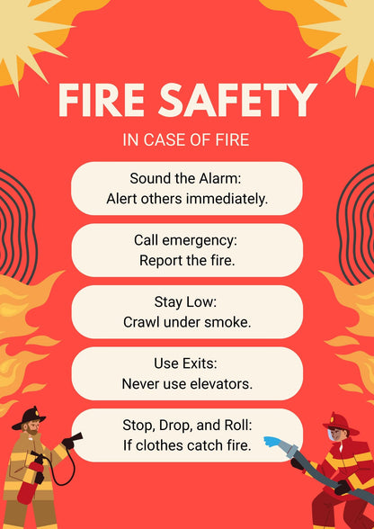 Fire Safety Poster for Kids, Preschool Fire Drill Classroom Decor (Digital Download)