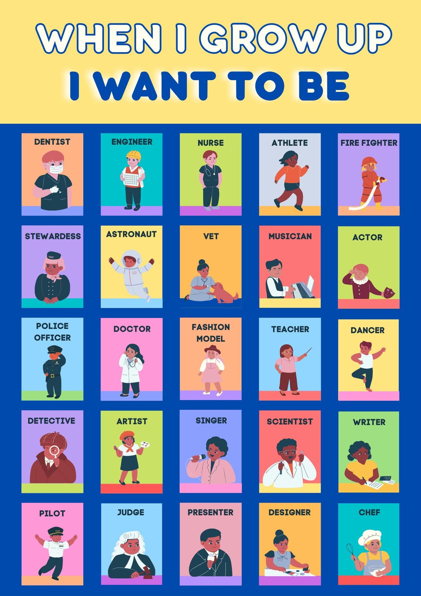Kids Career Poster, Community Helpers Print, Preschool Learning Decor (Digital Download)
