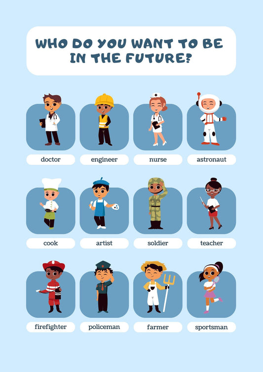 Kids Career Poster, Community Helpers Wall Art, Preschool Educational Print (Digital Download)