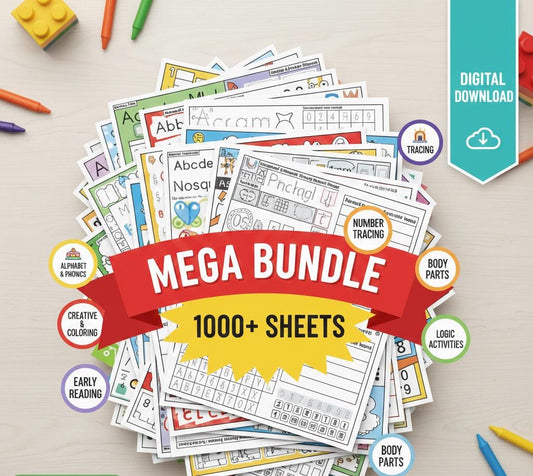 Preschool Curriculum Mega Bundle, 1000+ Worksheets, Lesson Plans (Digital Download)
