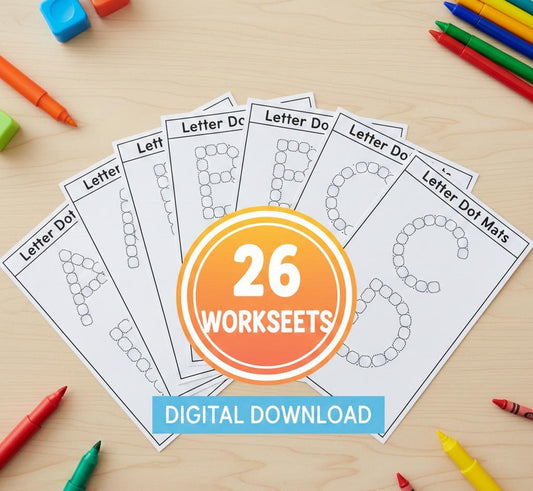 Alphabet Do-a-Dot Worksheets, A-Z Letter Mats, Preschool Activity (Digital Download)