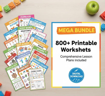 Preschool Curriculum | 800+ Printable Worksheets & Lesson Plans (Digital Download)