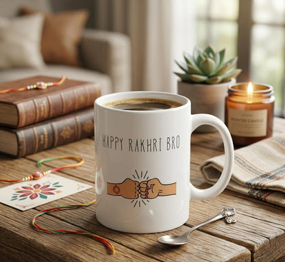 Happy Rakhri Bro Fist Bump Mug | Raksha Bandhan Ceramic Coffee Cup