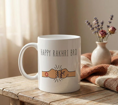 Happy Rakhri Bro Fist Bump Mug | Raksha Bandhan Ceramic Coffee Cup